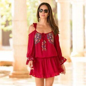 Boston Proper Embroidered Dress M